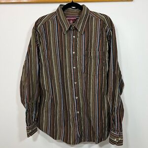 Nevada Multicolor Corduroy Striped Button Down Shirt size L
